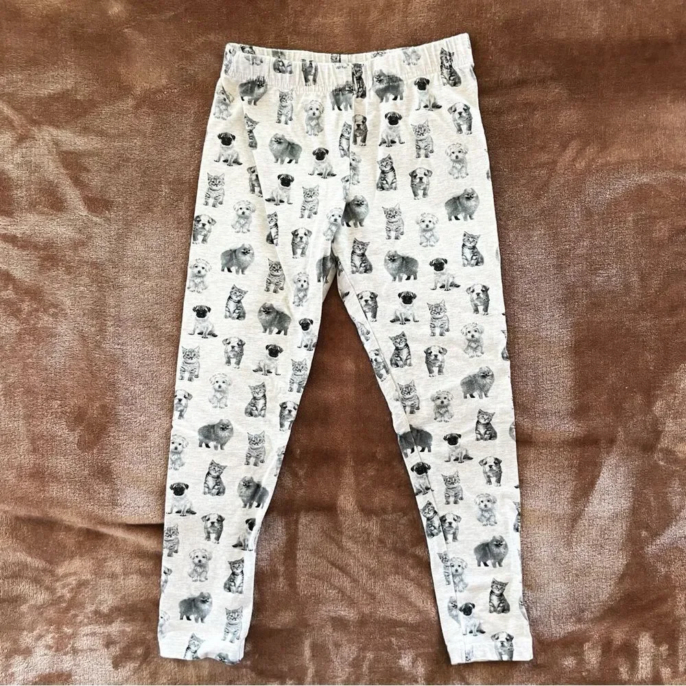 Carter's Girls Gray Animal/ Pet Print Leggings Pajama Bottoms Cotton Sz 8